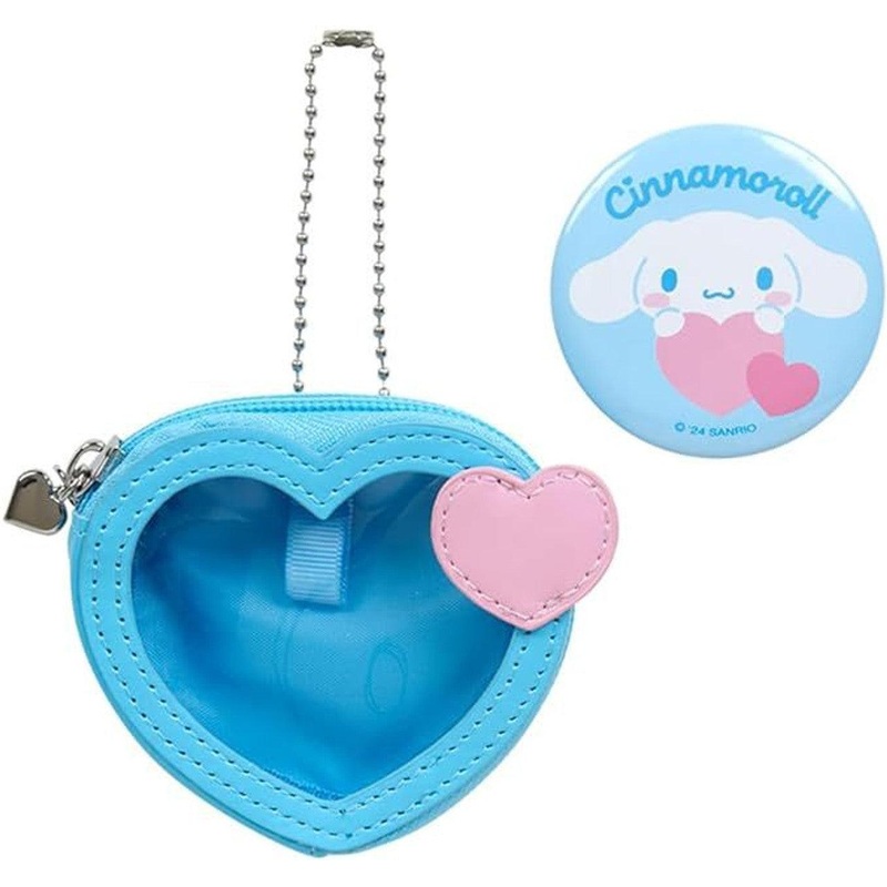 Sanrio Japan Mini Pouch & Badge Cinnamoroll (Colorful Heart)