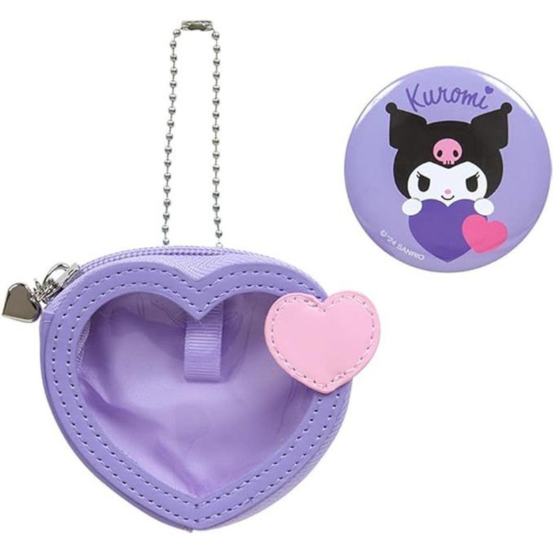 Sanrio Japan Mini Pouch & Badge Kuromi (Colorful Heart)