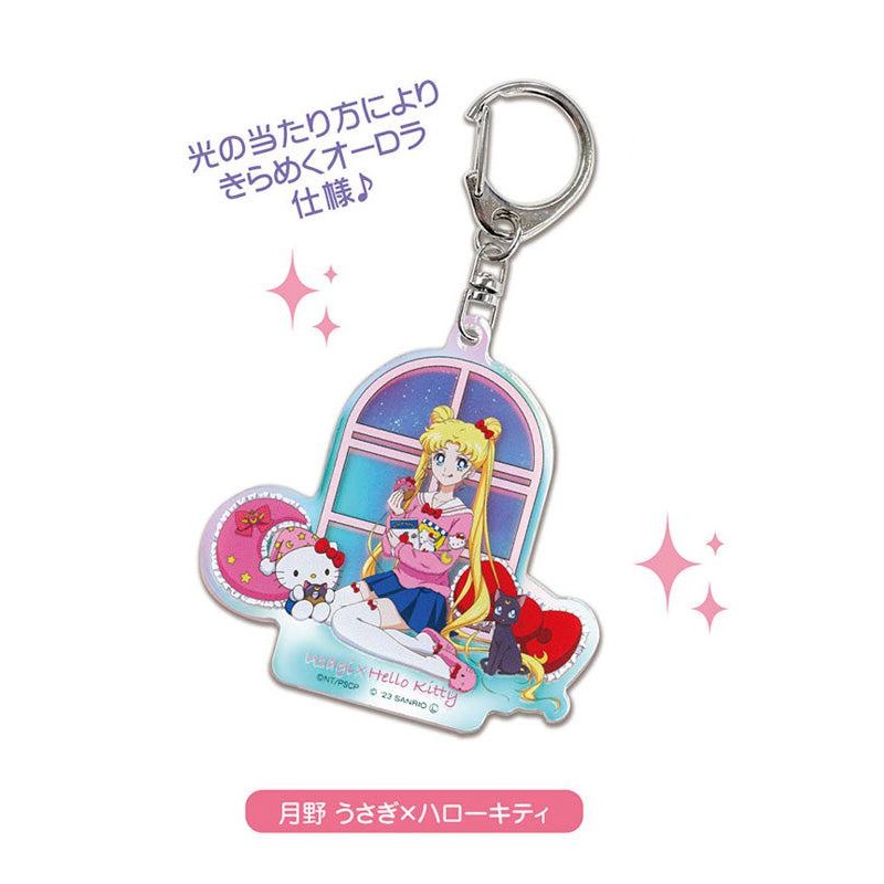 Pretty Guardian Sailor Moon Bandai Acrylic Key Chain Series x Sanrio Characters Aurora TYPE 01 Tsukino Usagi x Hello Kitty AKO