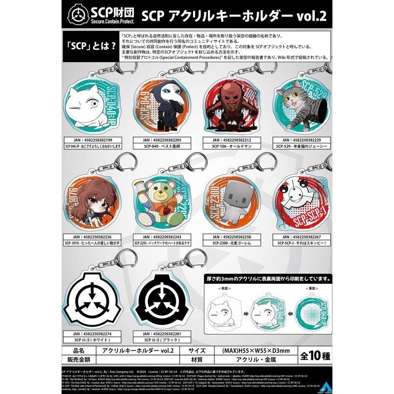 SCP ARES COMPANY Acrylic Key Chain Vol.2(1-10 selection)