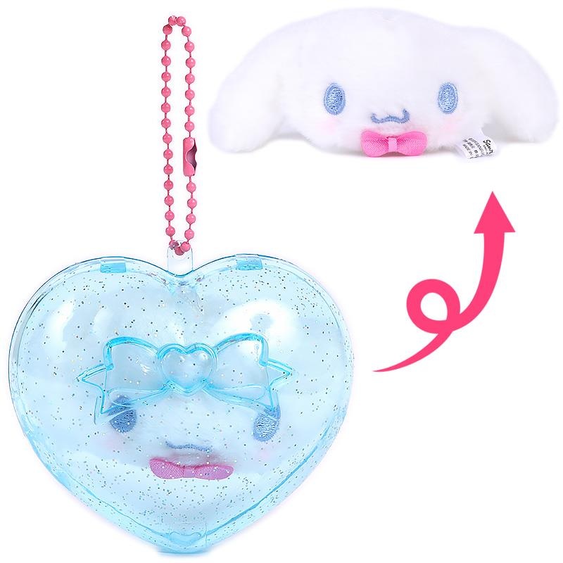 Japan Sanrio Original Mascot Holder in Heart Case – Clear and Plump 3D