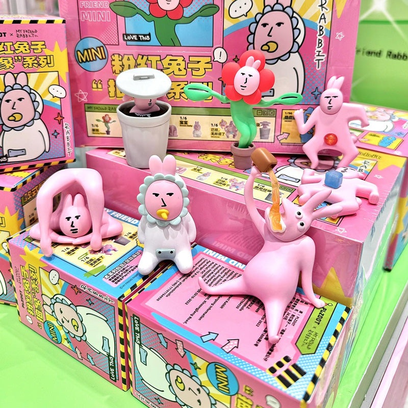 PLZDOT My Friend Pink Rabbit Abstract Mini Series Blind Box