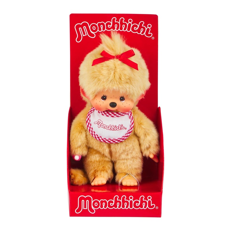Monchhichi Beige Girl With Bib – Small