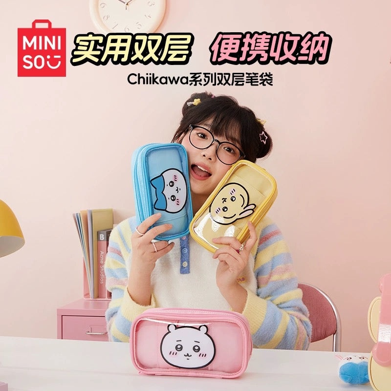 ChiiKawa X Miniso | ChiiKawa Hachiware Usagi Plastic Pencil Case Bag – Kawaii items Room Decoration