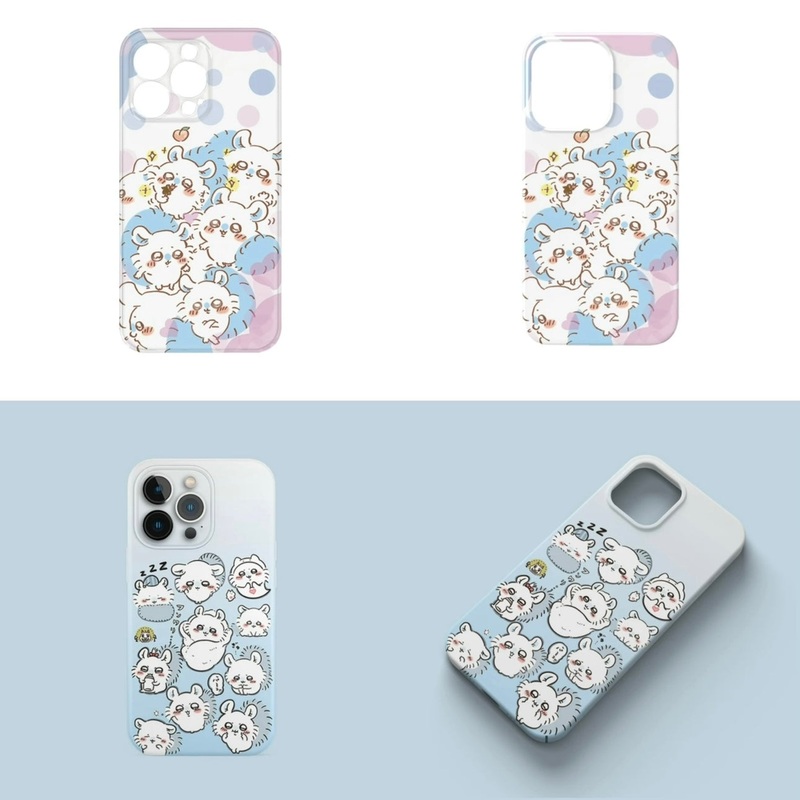 Japanese Cartoon ChiiKawa | Blue Pink & Light Blue Momonga – iPhone Case XS 11 12 13 14 15 Pro Promax mini