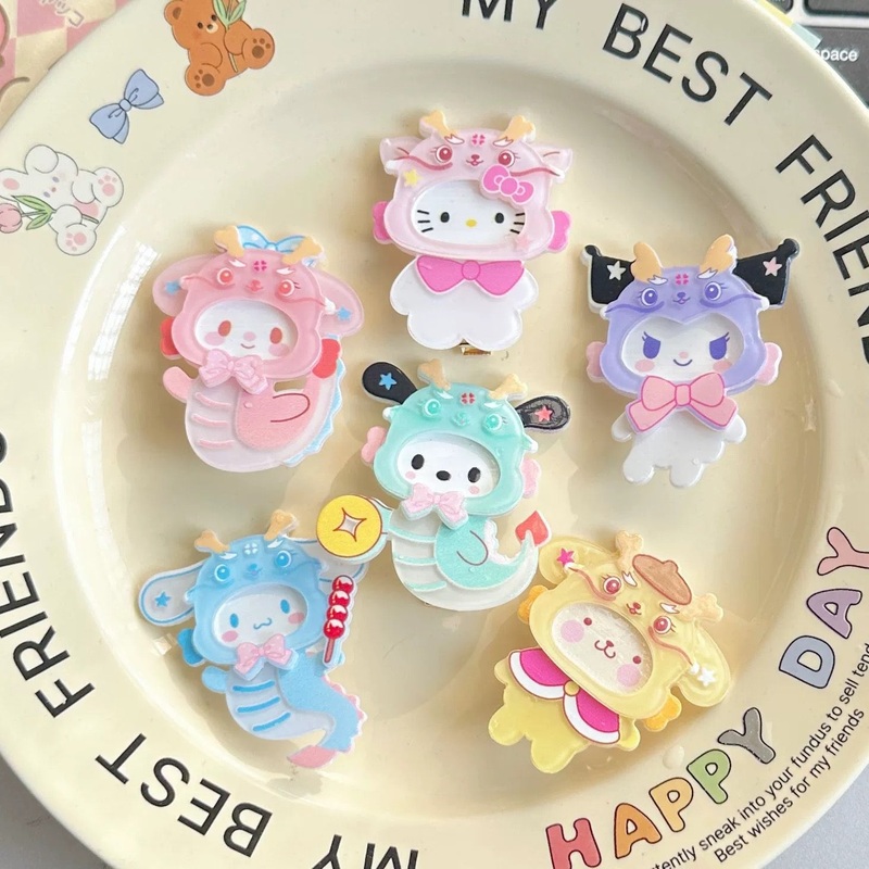 Sanrio Dragon Acrylic Hair Clip | Hello Kitty My Melody Kuromi Cinnamoroll Pompompurin Pochacoo – Custom Made Child Gift Kawaii items