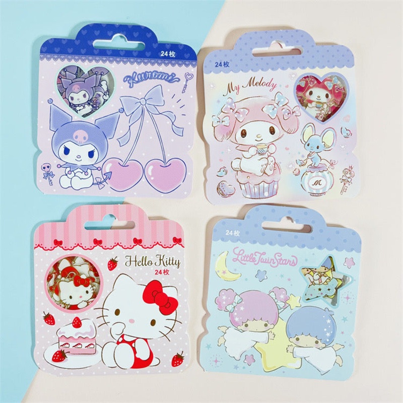 Sanrio Sweet Party Stickers Set | Hello Kitty My Melody Kuromi Little Twin Stars – Set of 24pcs