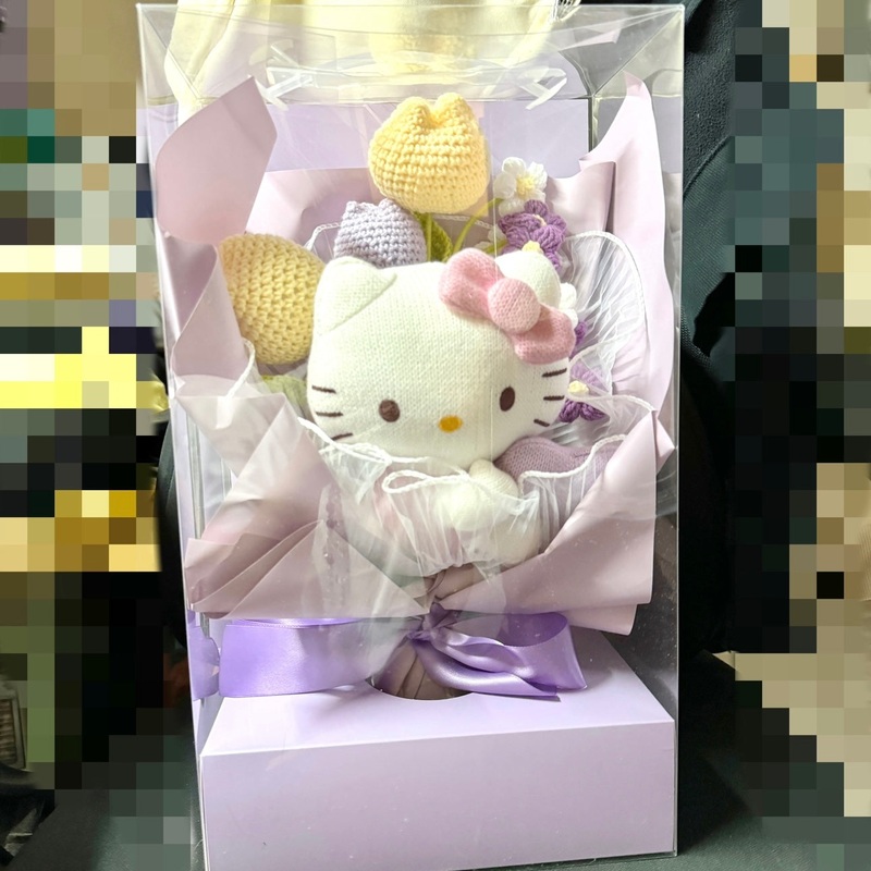 Sanrio x 7-11 Hello Kitty Valentine Limited Edition | Knitting Purple Flowers Bouquet Gift Box – Valentine Wedding Gift