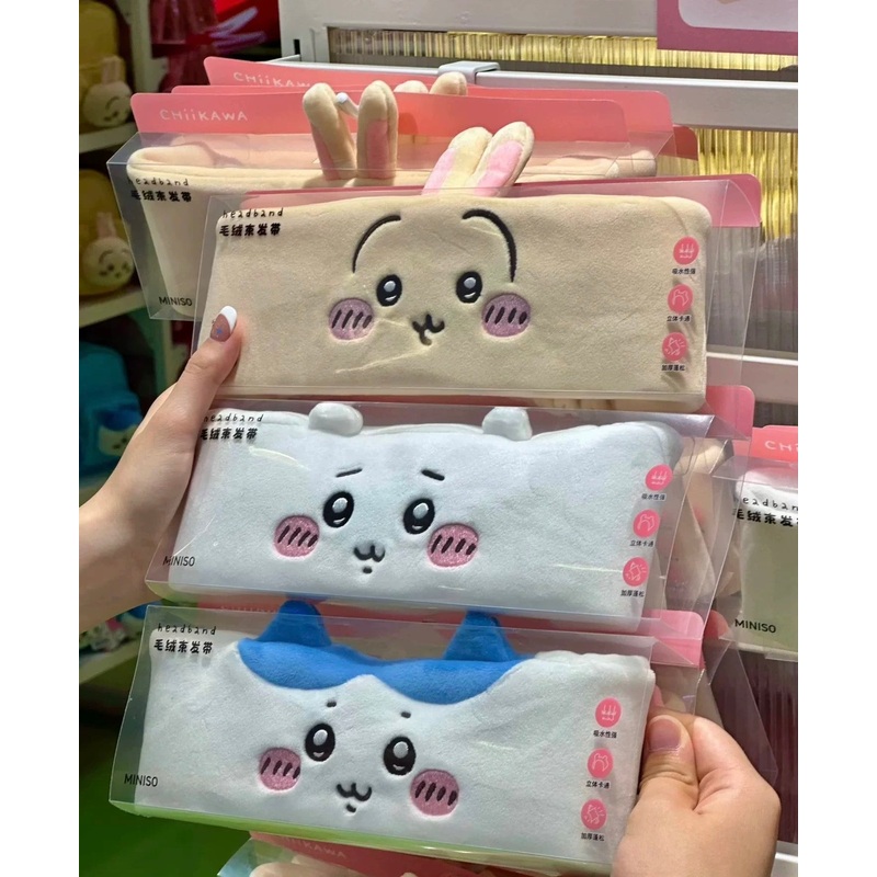 ChiiKawa X Miniso | ChiiKawa Hachiware Usagi Face Headband – Kawaii Make Up Washing Face Item Decoration