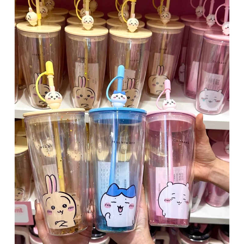 ChiiKawa X Miniso | ChiiKawa Hachiware Usagi Glitter Cool Warm Big Water Cup – Kawaii Item Decoration