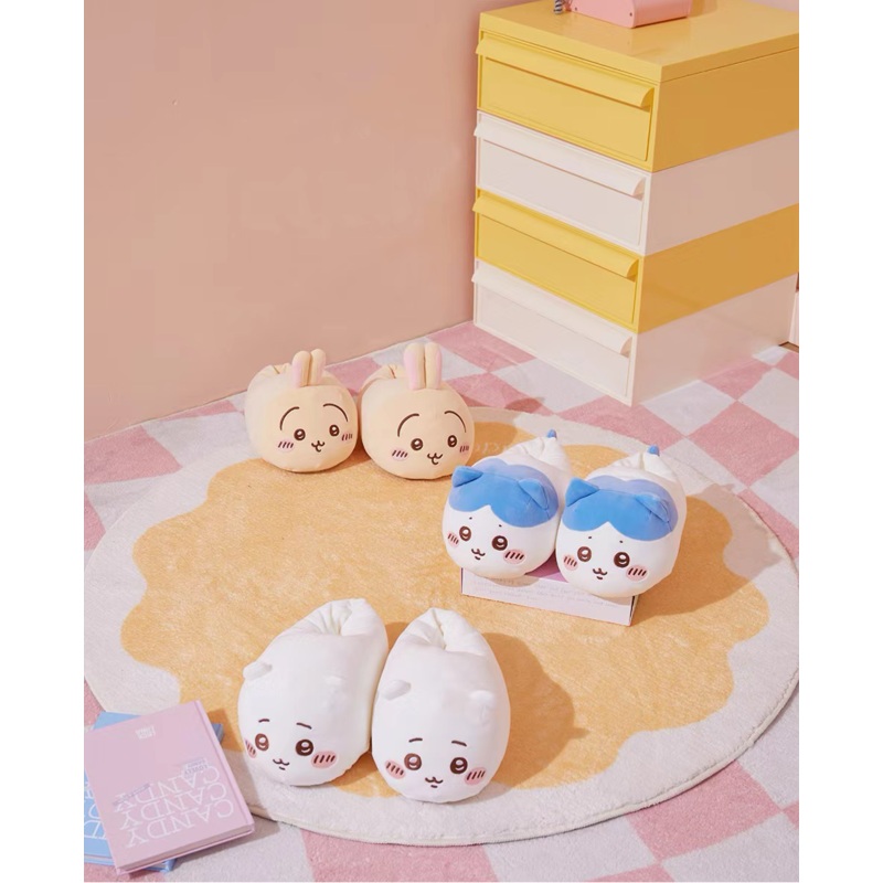 ChiiKawa X Miniso | ChiiKawa Hachiware Usagi Plush Slippers – Kawaii items Cute Shoes