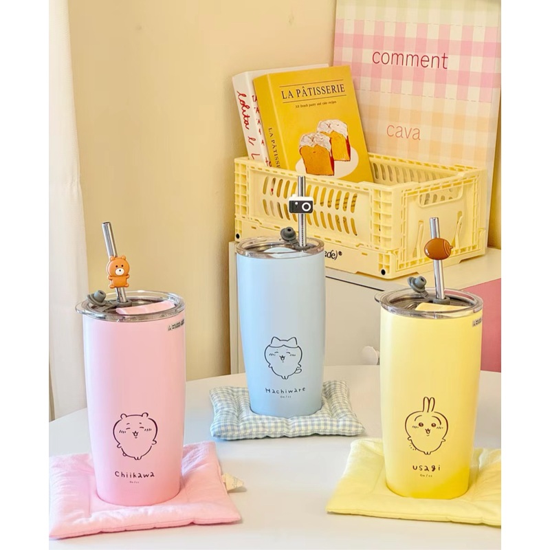 ChiiKawa X Miniso | ChiiKawa Hachiware Usagi Metal Water Cup With Straw – Kawaii Item Decoration