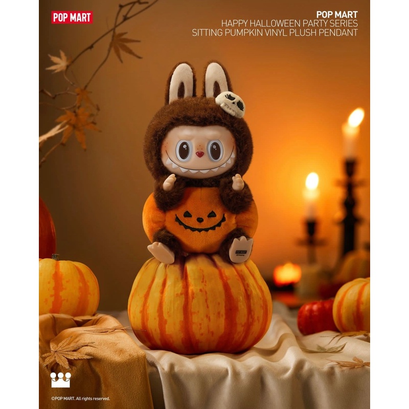 Popmart Happy Halloween Party Series Limited Edition | Zimomo Sitting Pumpkin Vinyl Plush Pendant Figure Keychain – 15cm Kasing Lung Zimomo Labubu Toy Collection