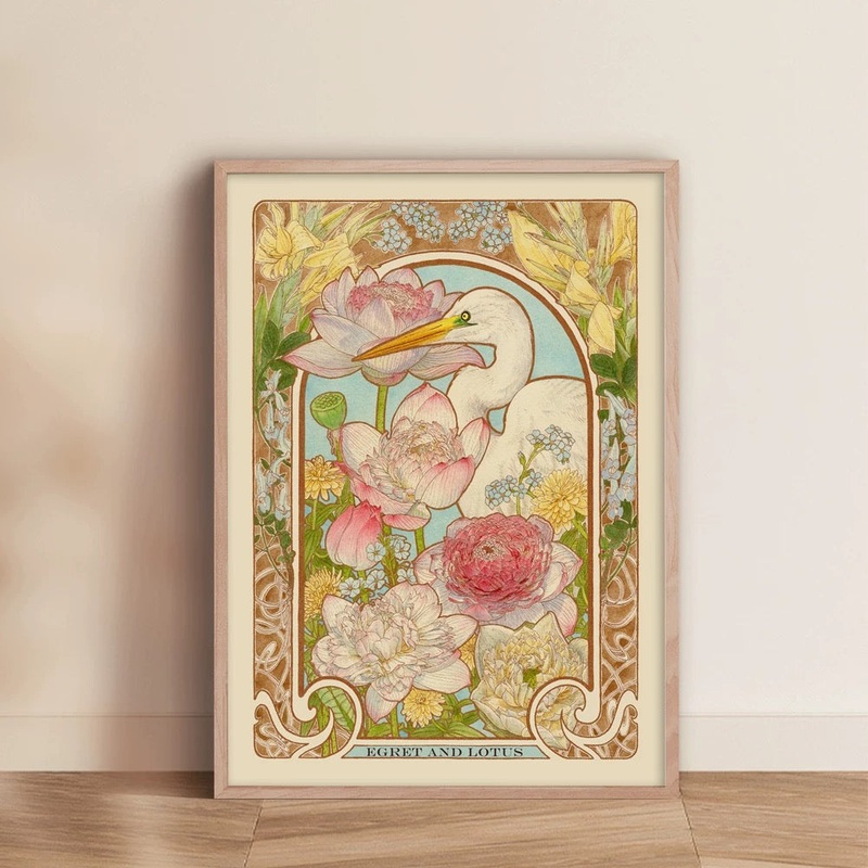 SOULPUZZ 1000 Pieces Puzzle | Egret and Lotus – Bird and Flowers Shinning Puzzle Difficulty Decompression Couples Trendy Gifts Home Decoration
