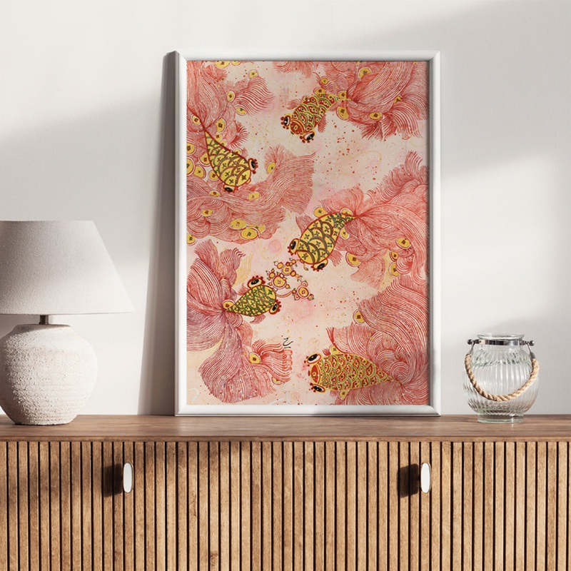 SOULPUZZ 1000 Pieces Puzzle | Koi Goldfish Circular Wealth Shinning – Chinese Japanese Style Difficulty Decompression Couples Trendy Gifts Home Decoration