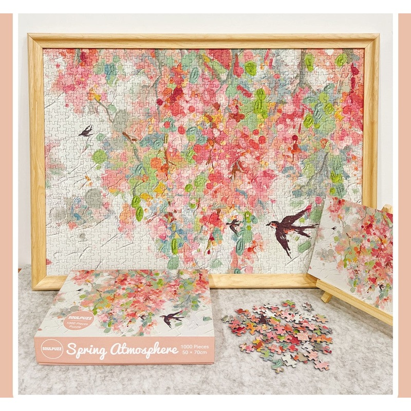 SOULPUZZ 1000 Pieces Puzzle | Spring Atmosphere – Flower with Birds Shining Puzzle Difficulty Decompression Couples Trendy Gifts Home Decoration