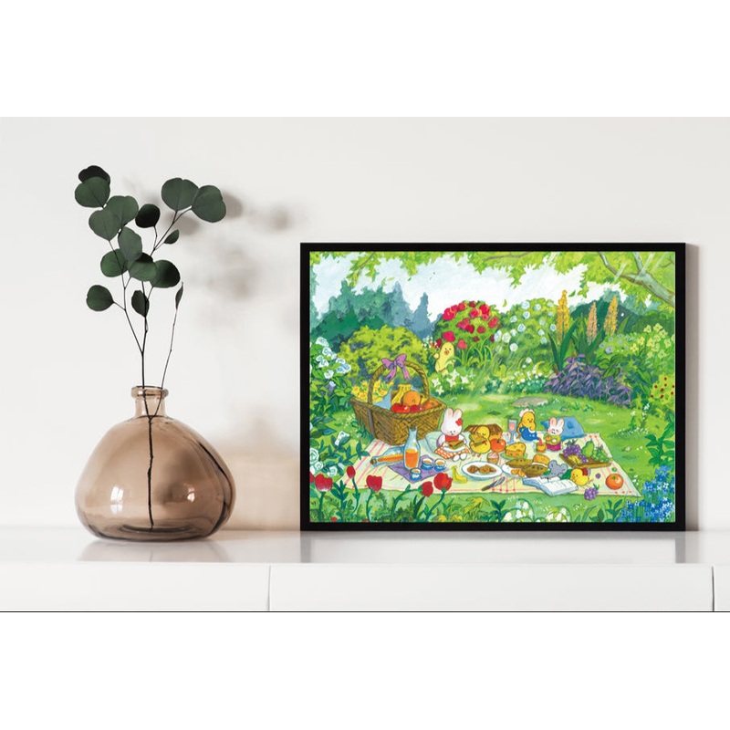 SOULPUZZ 500 Pieces Puzzle | Little Spring Picnic -Rabbit Chicken Cute Animal Drawing Difficulty Stress Relief Couples Trendy Gifts Home Decoration