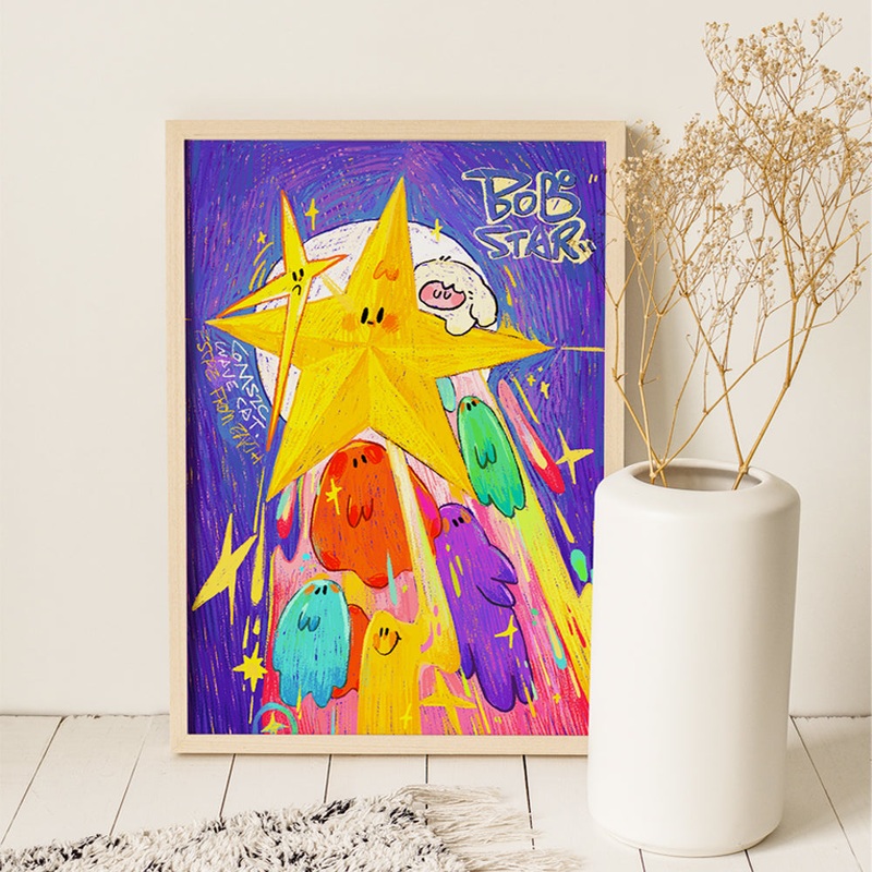 SOULPUZZ 500 Pieces Puzzle | Lucky Bobo Star – Yellow Pop Star Difficulty Decompression Couples Trendy Gifts Home Decoration