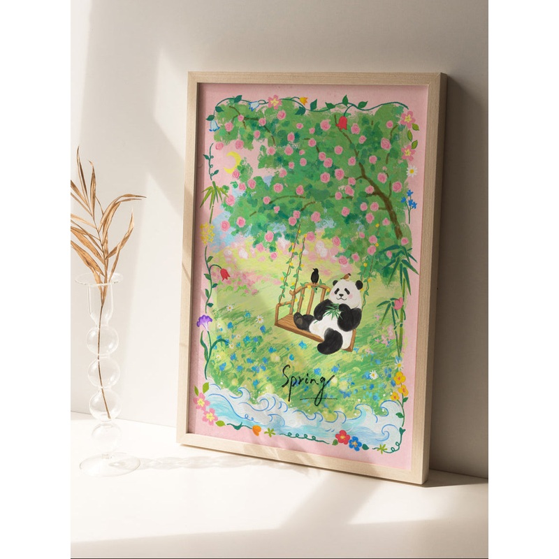 SOULPUZZ 500 Pieces Puzzle | Momo’s Backyard – Panda with Swing in Spring Flower Garden Cute Animal Difficulty Stress Relief Couples Trendy Gifts Home Decoration