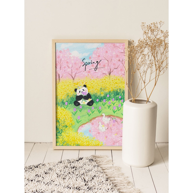 SOULPUZZ 500 Pieces Puzzle | Princess & Flower – Panda Princess Fu in Spring Flowers Sea Cute Animal Difficulty Stress Relief Couples Trendy Gifts Home Decoration