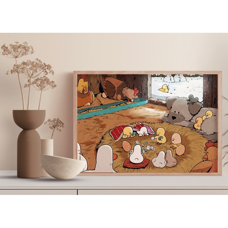 SOULPUZZ 500 Pieces Puzzle | Winter Warming Nest – Cute Animals Dog Chicken Duck Difficulty Stress Relief Couples Trendy Gifts Home Decoration