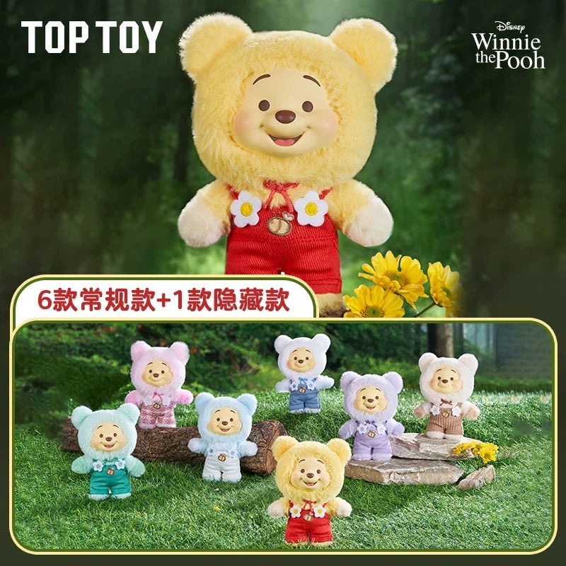 TopToy x Winnie The Pooh Plush Candy Bear Part 1 | Pastel Candy Pooh with Outfits Red Brown Blue Pink Sky Blue Green Purple – Plush Plastic Doll Collectable Toys Mystery Blind Box