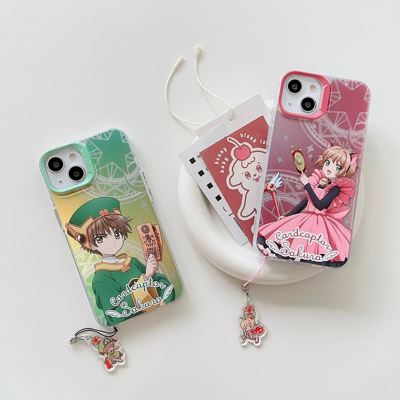 CardCaptorSakura Colourful Laser Case | Sakura & Syaoran Li – iPhone Case 7 8 PLUS SE2 XS XR X 11 12 13 14 15 16 Pro Promax 12mini 13mini