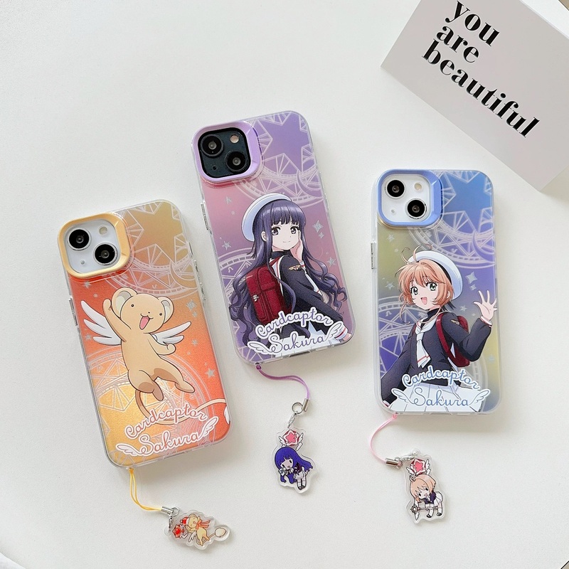 CardCaptorSakura Colourful Laser Case | Sakura Tomoyo Cerberus – iPhone Case 7 8 PLUS SE2 XS XR X 11 12 13 14 15 16 Pro Promax 12mini 13mini