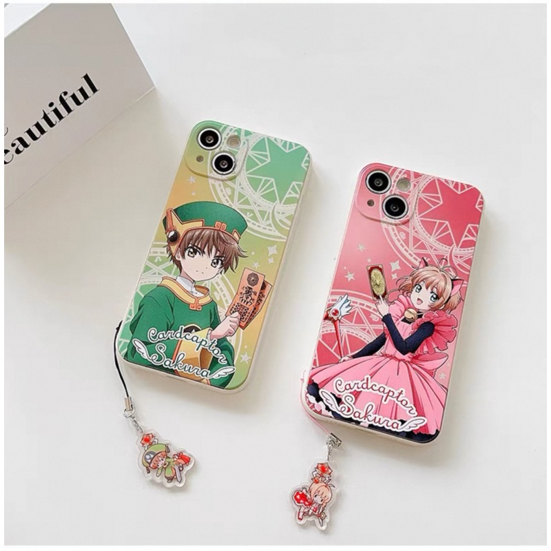 CardCaptorSakura Colourful White Case | Sakura & Syaoran Li – iPhone Case 7 8 PLUS SE2 XS XR X 11 12 13 14 15 16 Pro Promax 12mini 13mini