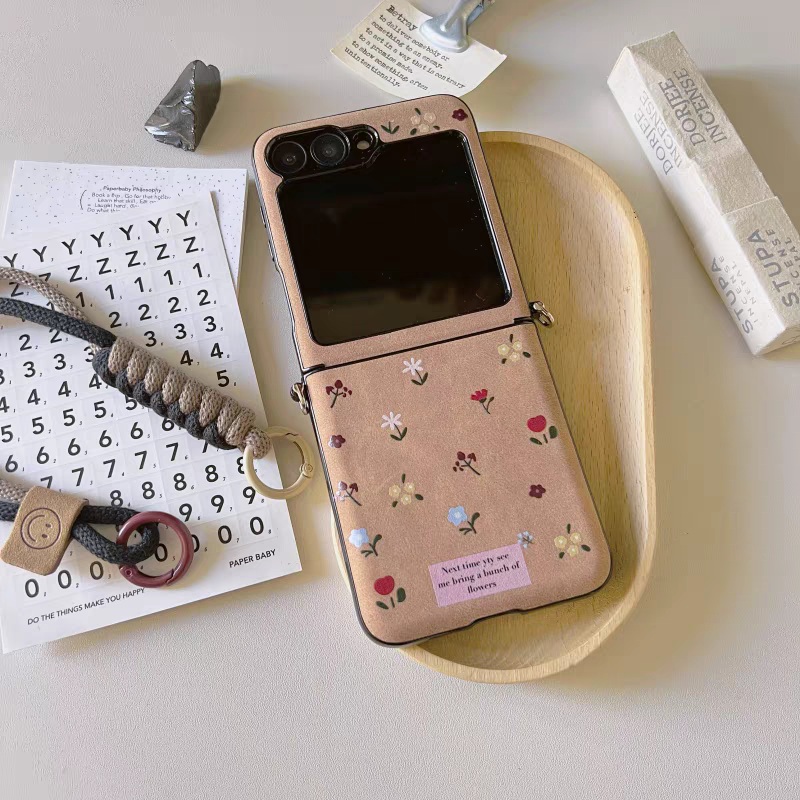 Korean Style Fashion Case | Little Flower Autumn Winter Leather – Phone Case Samsung Galaxy Z Flip 3 4 5 6