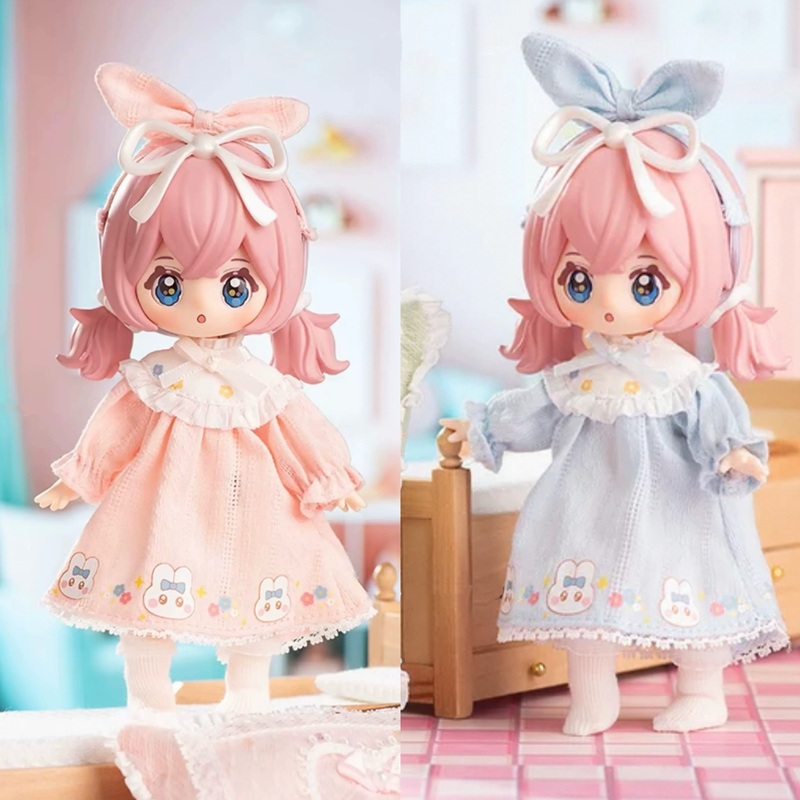 Simon Toys Rabbit Pajamas Set | Pink & Blue – 1/12 ob11 11cm BJD Doll Ball Joint Doll