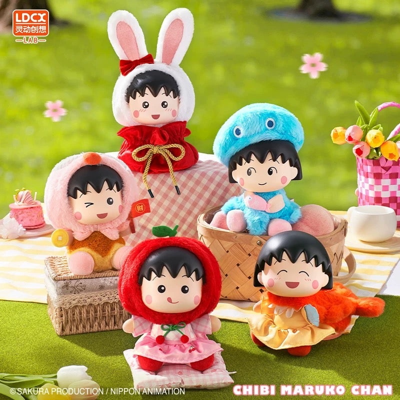 Chibi Maruko Chan Spring Lovely Day Part 1 Series Vinyl Plush Doll | Cherry Crab Cuttlefish Octopus Rabbit – Vinyl Face Plush Doll Figure Keychain Collectable Toys Mystery Blind Box