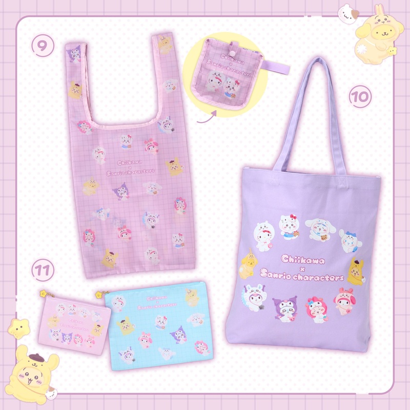 [Pre-Order] Japan ChiiKawa X Sanrio Series 4 | ChiiKawa Hachiware Usagi Momonga Crab Crossover Sanrio Characters Costume Cute Icon Eco Bag Tote Bag Flat Pouches – Kawaii items Room Decoration