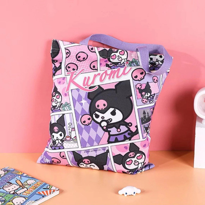 Sanrio Kuromi Comics Style Tote Bag with Zipper