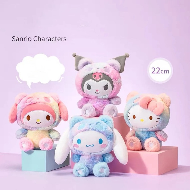 Sanrio Rainbow Panda | Hello Kitty Melody Kuromi Cinnamoroll – 22cm Plush Doll