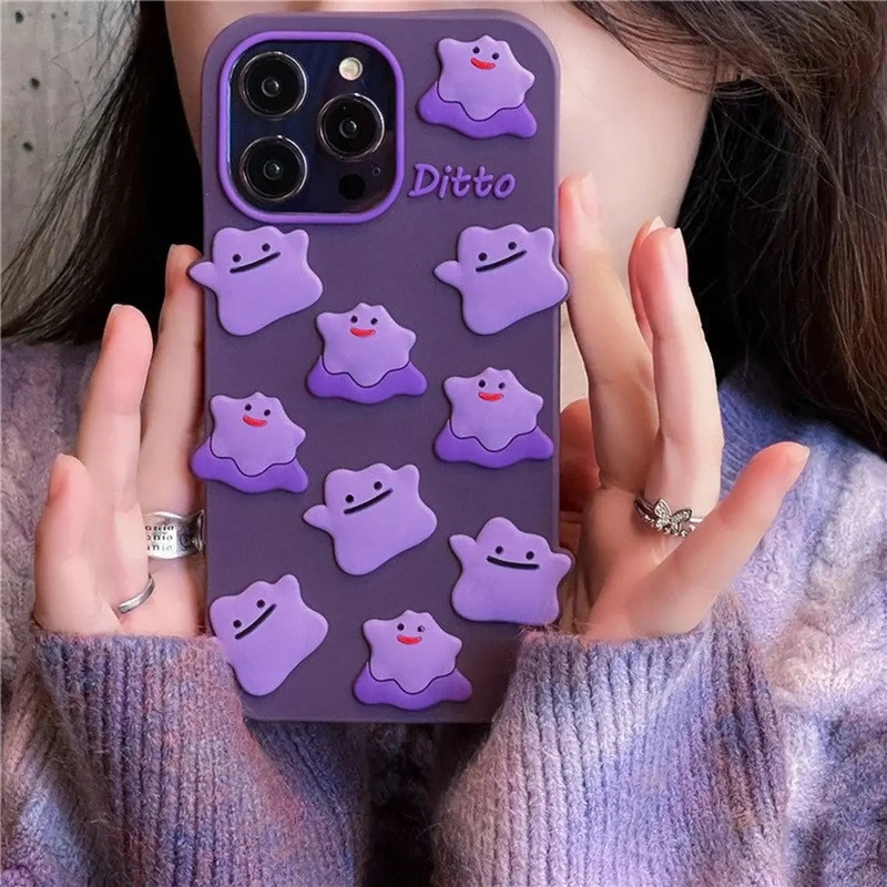 Pokmon Ditto Purple Soft iPhone Case XS XR X 11 12 13 14 15 16 Pro Promax