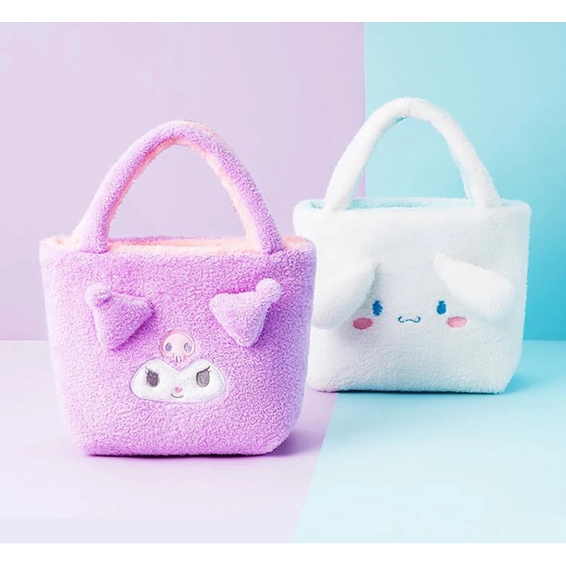 Sanrio Double Face My Melody & Kuromi – Cinnamoroll & Pochacco Fluffy Hand Tote Bag