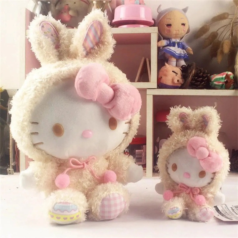 Sanrio Easter Rabbit Hello Kitty Yellow Plush Doll & Mini Plush Doll Keychain