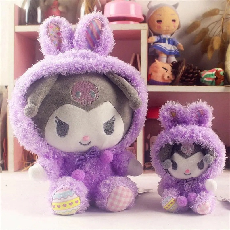 Sanrio Easter Rabbit Kuromi Purple Plush Doll & Mini Plush Doll Keychain
