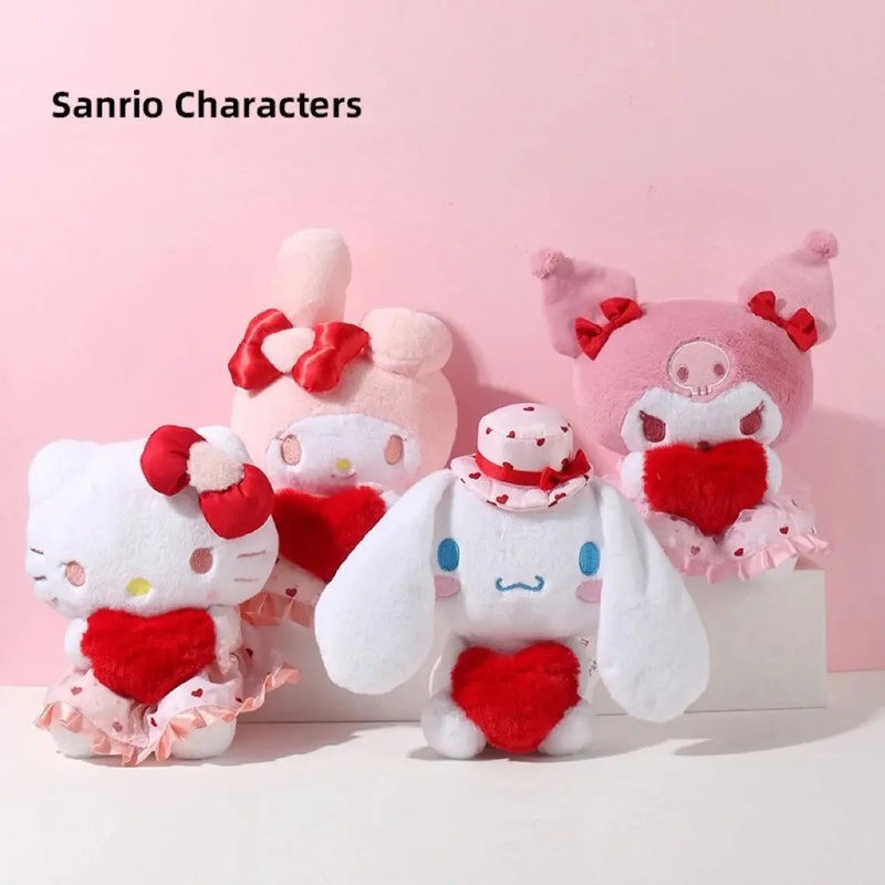 Sanrio Give Heart to you Valentines Hello Kitty My Melody Kuromi Cinnamoroll Plush Doll