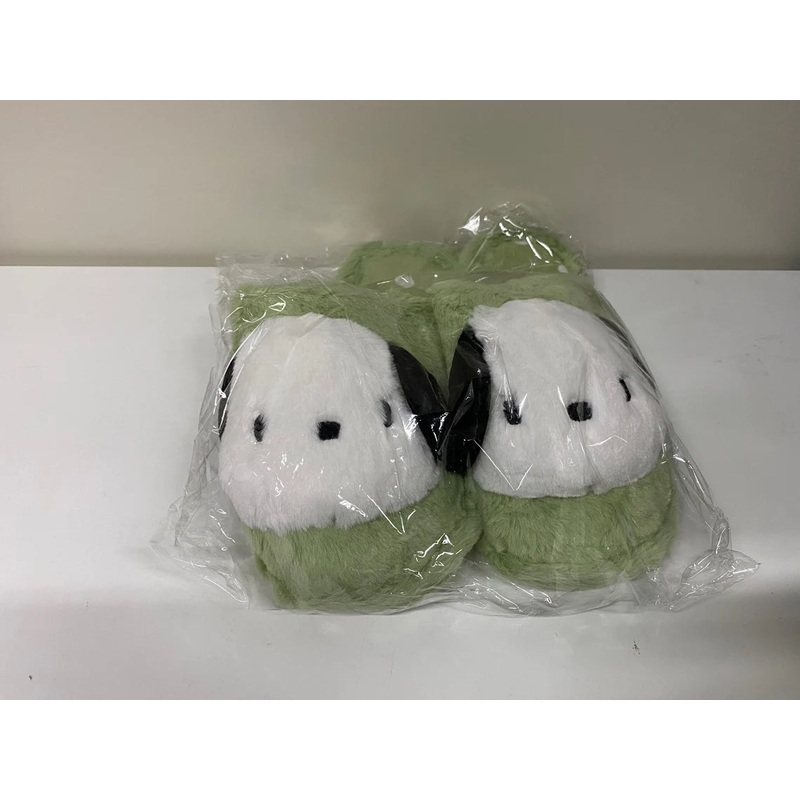 Sanrio Pochacco Green Fluffy Big Head Fur Winter Slippers