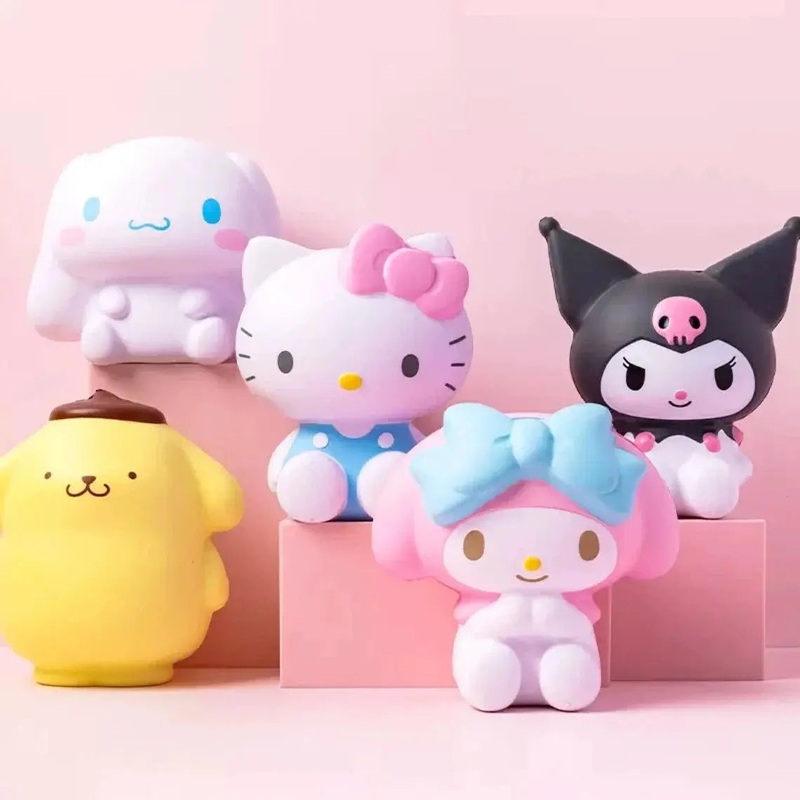 Sanrio Stress Relief PU Toys Hello Kitty My Melody Kuromi Cinnamoroll Pompompurin Toy Collections