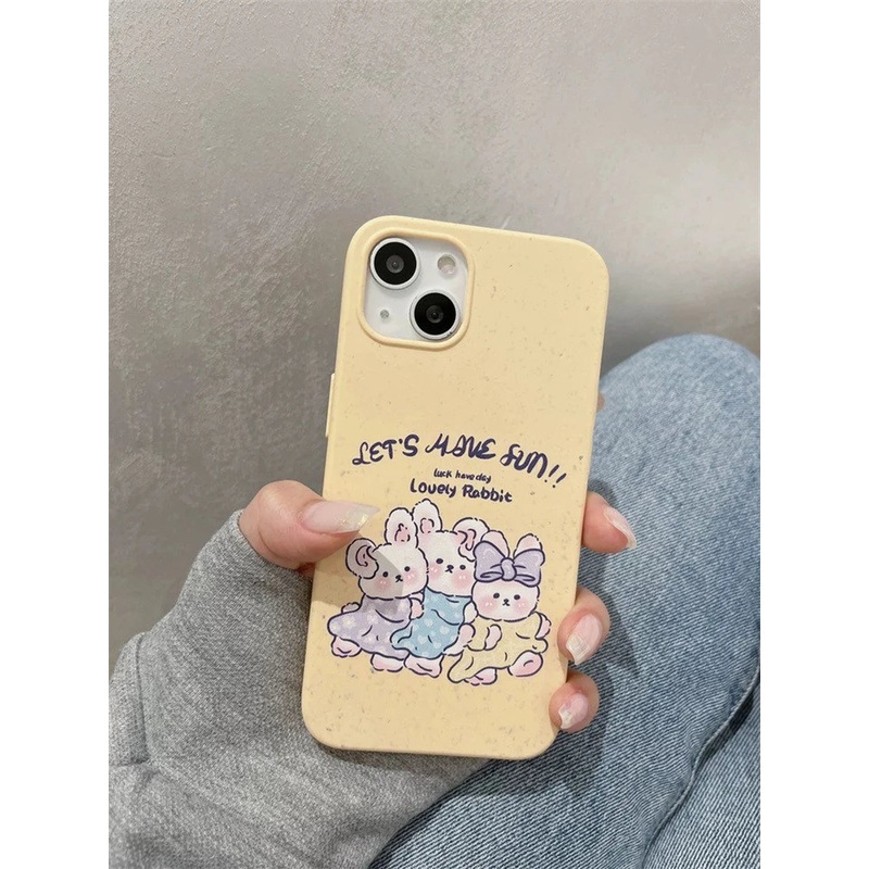 Vintage Style Lovely Rabbit Yellow iPhone Case 11 12 13 14 Pro Promax