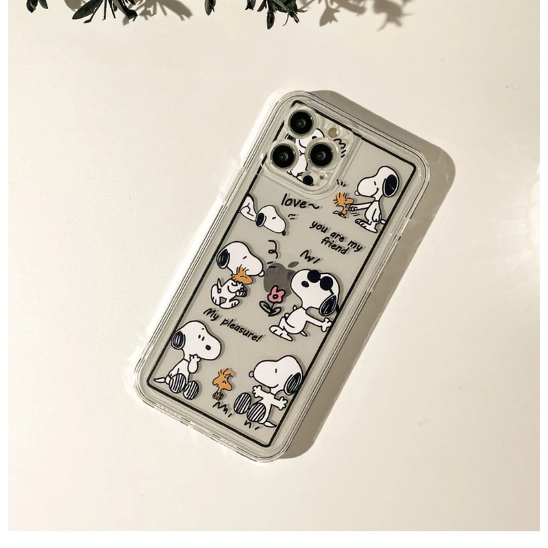 Cartoon Design Cute White Dog and Yellow Bird Friends Charlie Sally Linus iPhone Case 6 7 8 PLUS SE2 XS XR X 11 12 13 14 15 16 Pro Promax 12mini 13mini