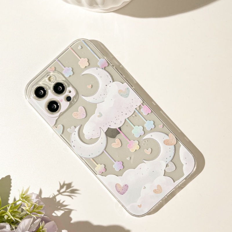Marshmallow with Moon & Cloud iPhone Case 6 7 8 PLUS SE2 XS XR X 11 12 13 14 15 Pro Promax 12mini 13mini