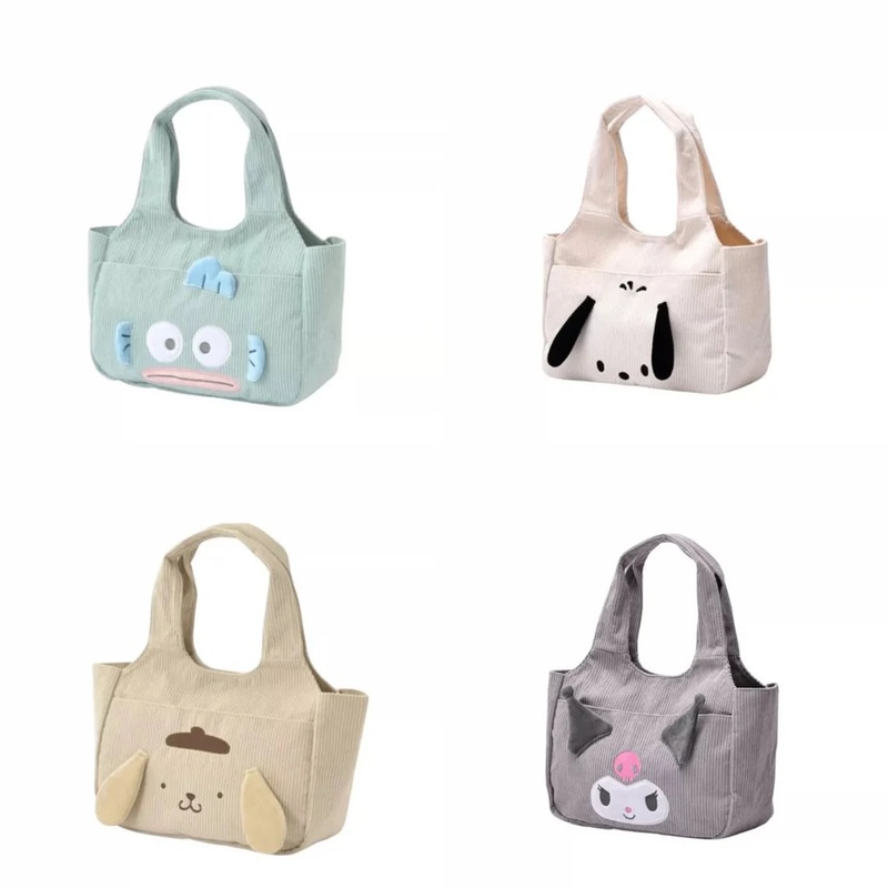 Sanrio Hangyodon Pochacco Pompompurin Kuromi Flannel Autumn Winter Tote Bag