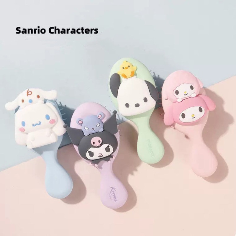 Sanrio My Melody Kuromi Cinnamoroll Pochacco with Friend Mini Paddle Brush Comb