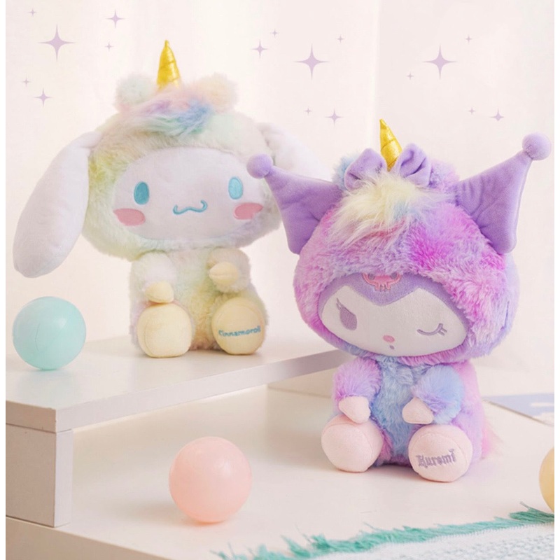 Sanrio Pastel Unicorn Party | Kuromi Cinnamoroll Plush Doll – 28cm Children Gift