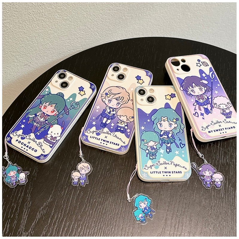 White Japanese Cartoon Sailor Girl X Little Twin Stars Piano PC iPhone Case 6 7 8 PLUS SE2 XS XR X 11 12 13 14 15 16 Pro Promax 12mini 13mini
