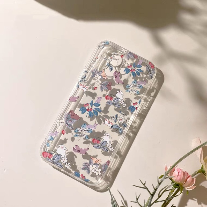 Bunnies & Strawberry Forest Style iPhone case Kawaii Lovely Cute Lolita iPhone 6 7 8 PLUS SE2 XS XR X 11 12 13 14 15 Pro Promax 12mini 13mini